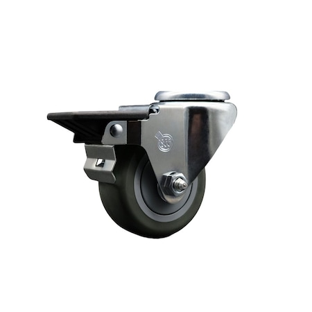 Service Caster 3'' Gray Poly Wheel Swivel Bolt Hole Caster with Posi Lock Brake SCC-BH20S314-PPUB-PLB
